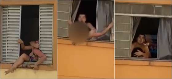 Mulher tenta saltar de prédio pra fugir de agressões do marido