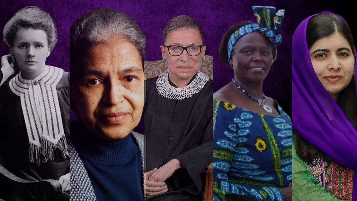 mulheres incríveis com fundo roxo
